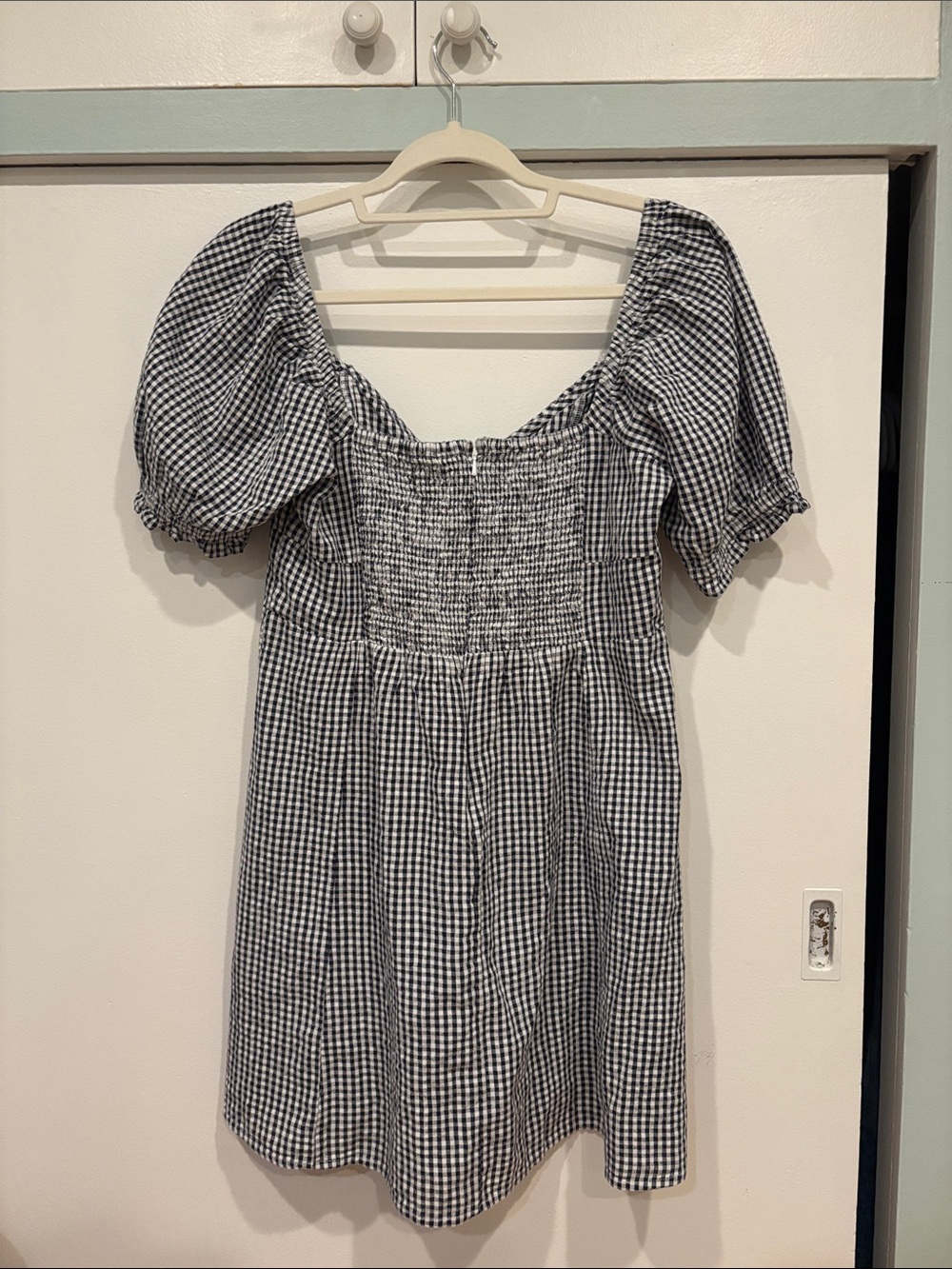 American Eagle Outfitters Black and White Gingham Puff Sleeve Dress - Picture 5 of 5